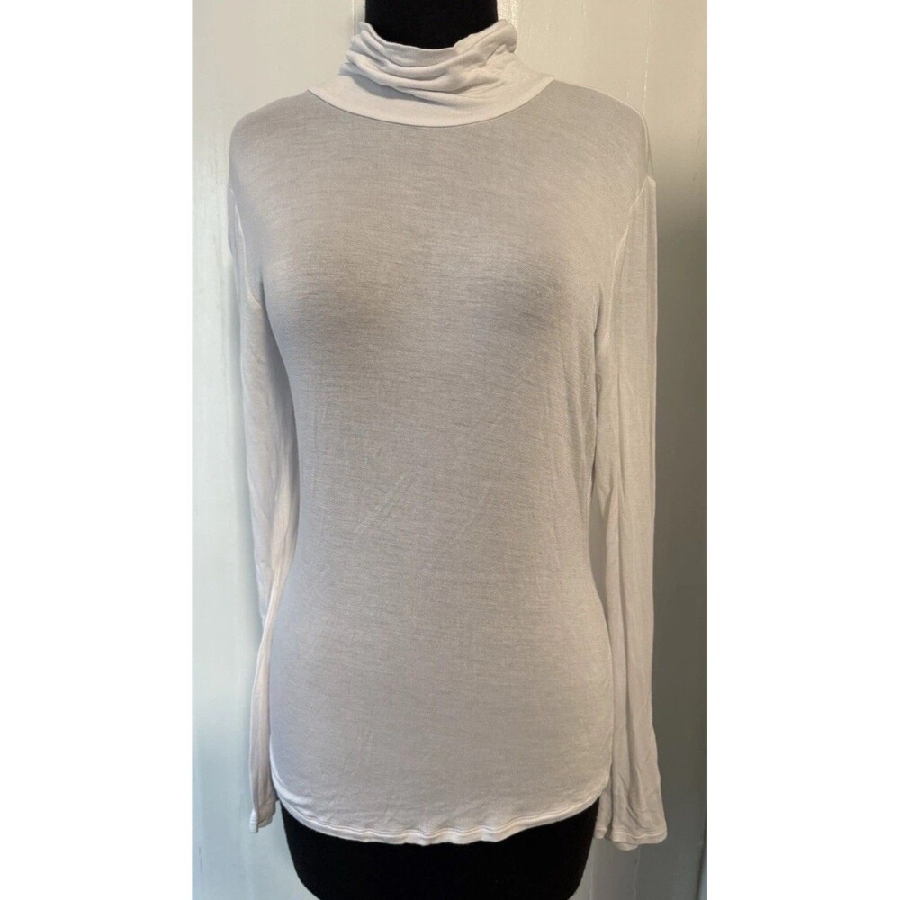 BCBGeneration Turtleneck Top with Long Sleeves Off White Size Small Stretchy